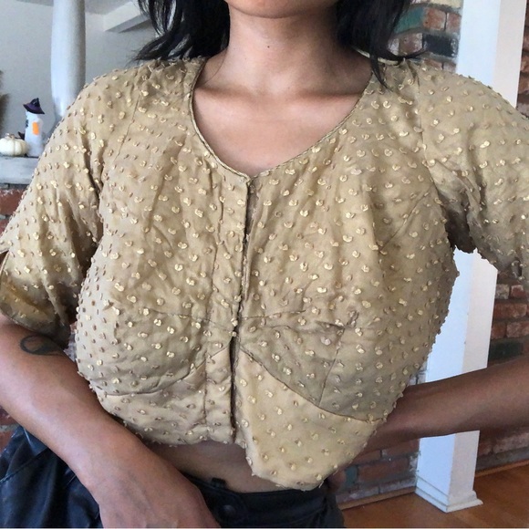 Vintage Handmade Cropped Glam Front Hook Top - Picture 3 of 4